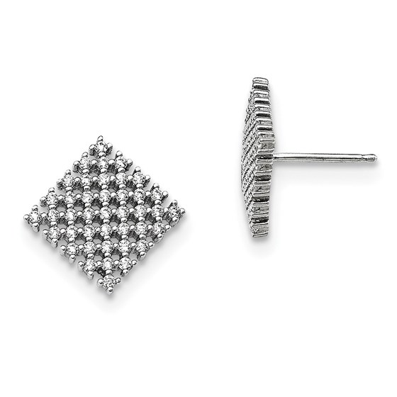 Sterling Silver & Zirconia Brilliant Embers Earrings (Square) Sterling Silver & Zirconia Brilliant Embers Earrings (Square)